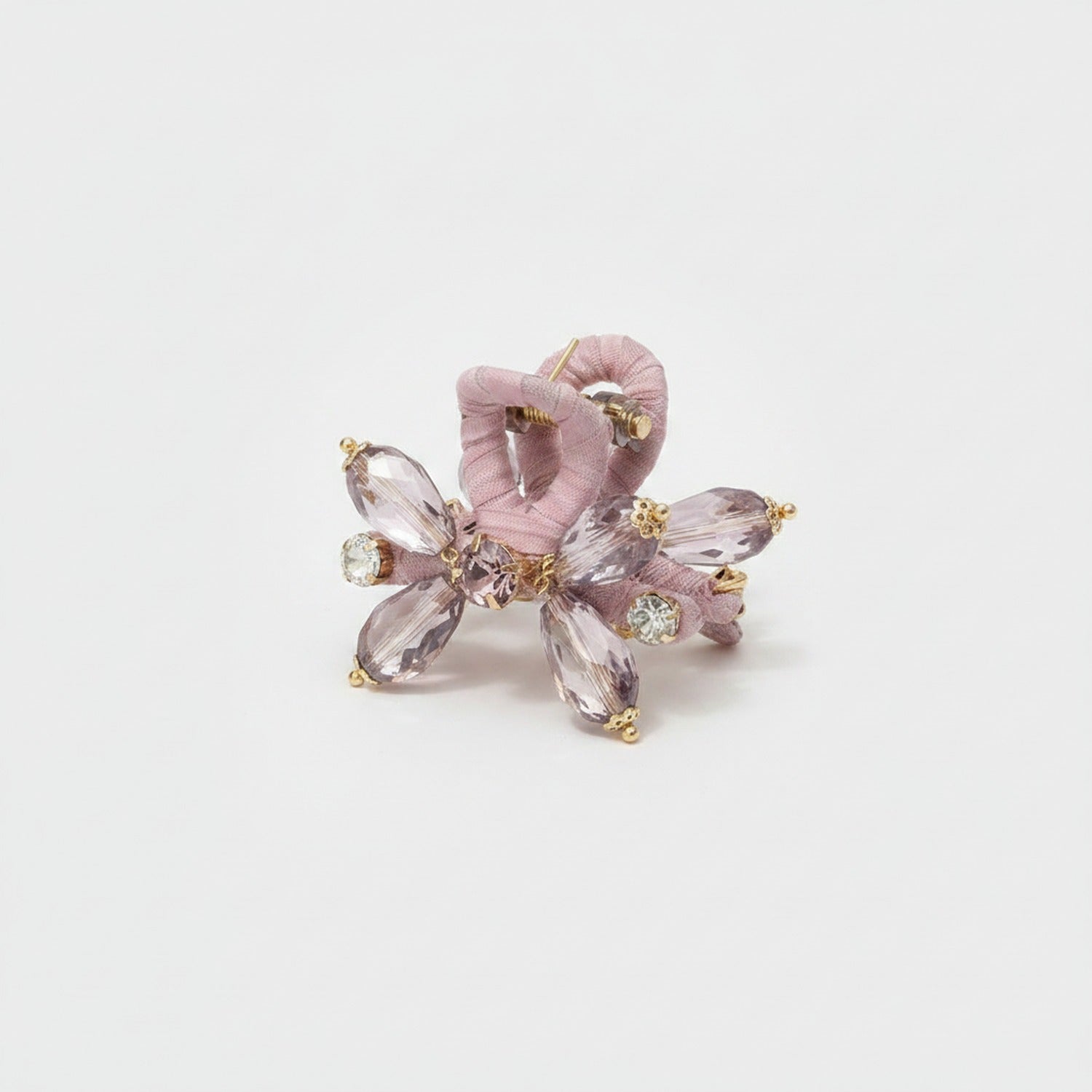 Rhinestone Butterfly Hair Claw Clip - Pink Wrapped Crystal Rhinestone Claw Clip