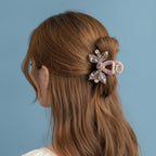 Rhinestone Butterfly Hair Claw Clip - Pink Wrapped Crystal Rhinestone Claw Clip