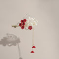 Red Flower Gold Chain Hair Claw – hair accessories (view 1)