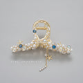 Pearl & Starfish Beaded Gold Hair Claw – hair accessories (view 1)