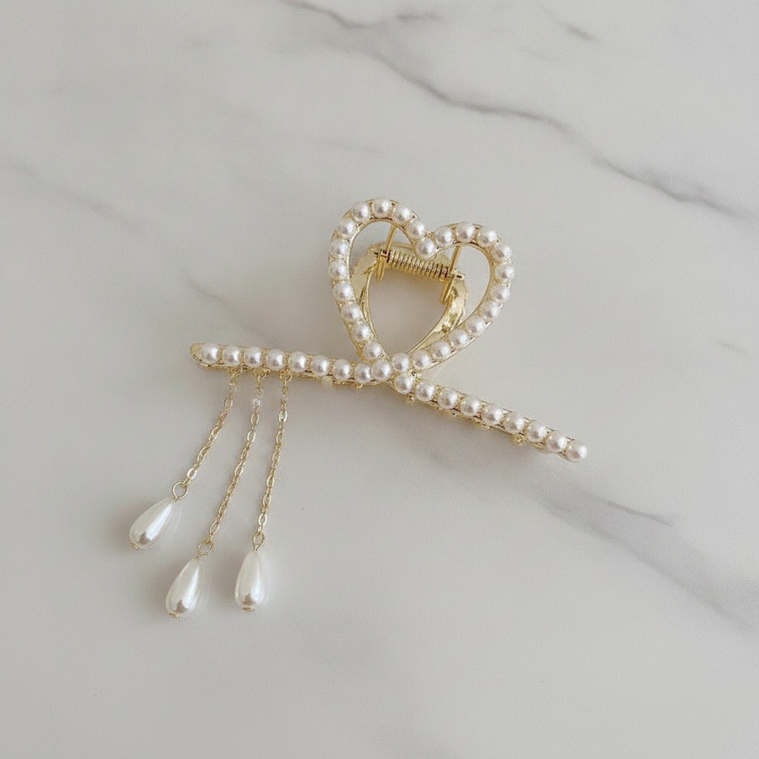 Pearl Beaded Butterfly Hair Claw Clip