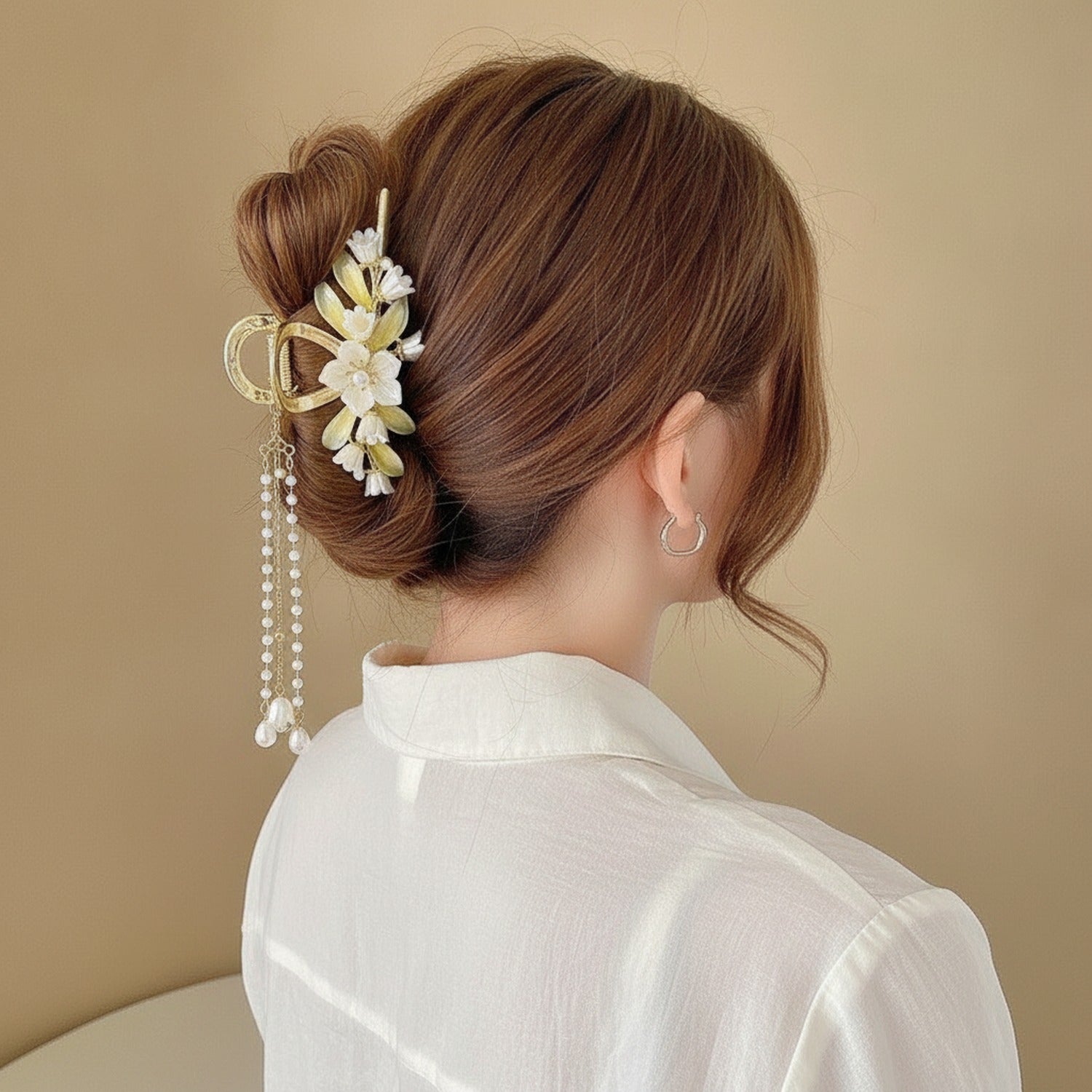 Pearl Beaded Butterfly Hair Claw Clip