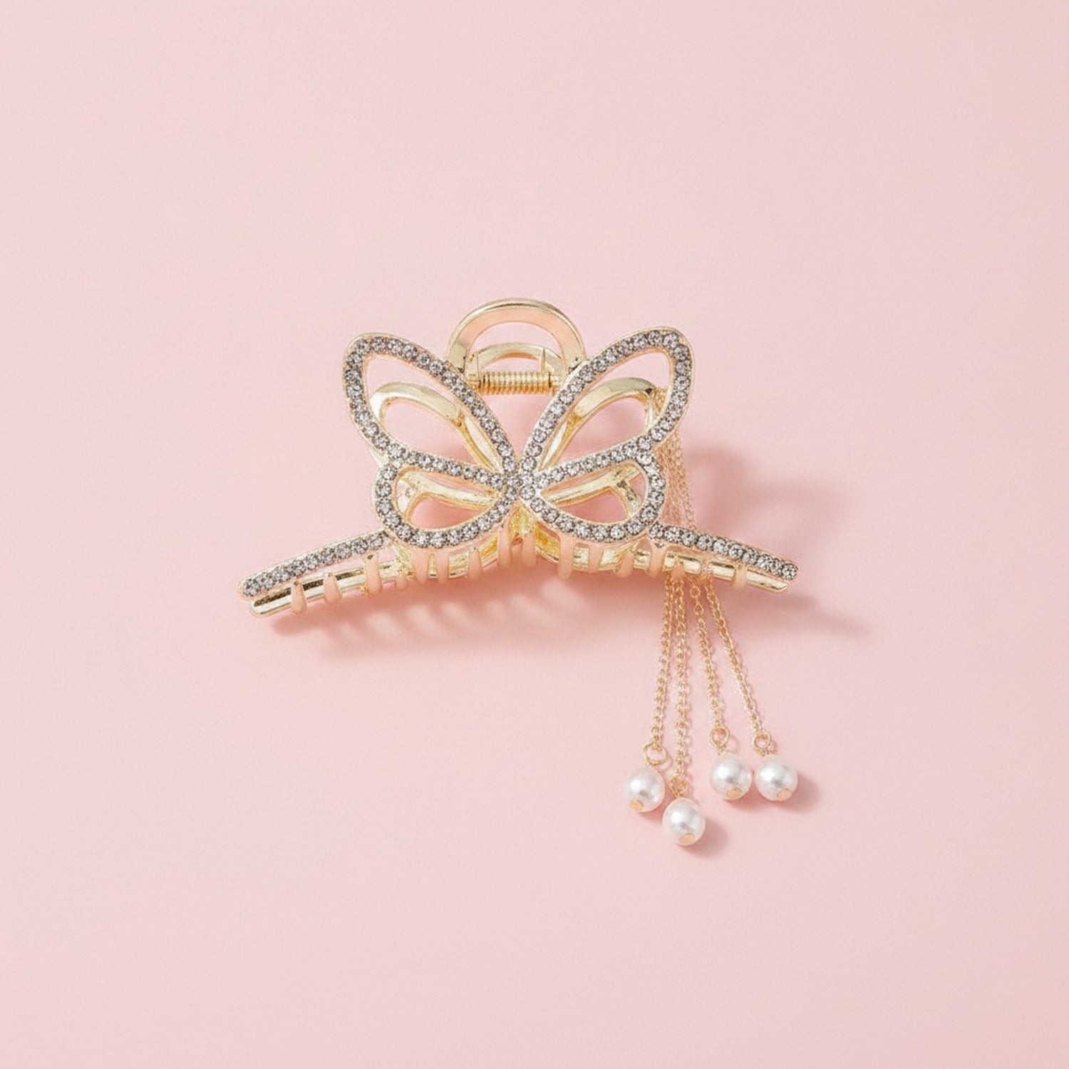 Gold Rhinestone Butterfly Hair Claw Clip