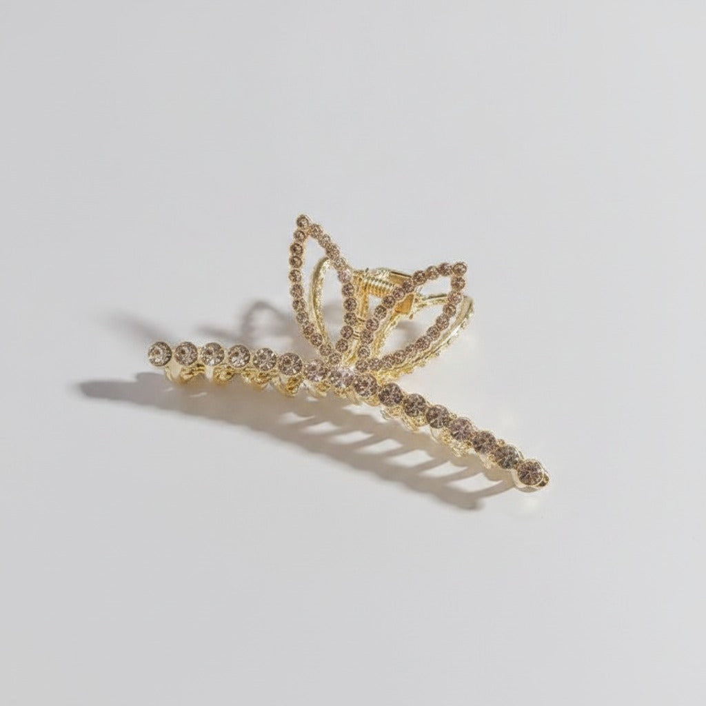 Gold Rhinestone Butterfly Hair Claw Clip – hair accessories (view 1)
