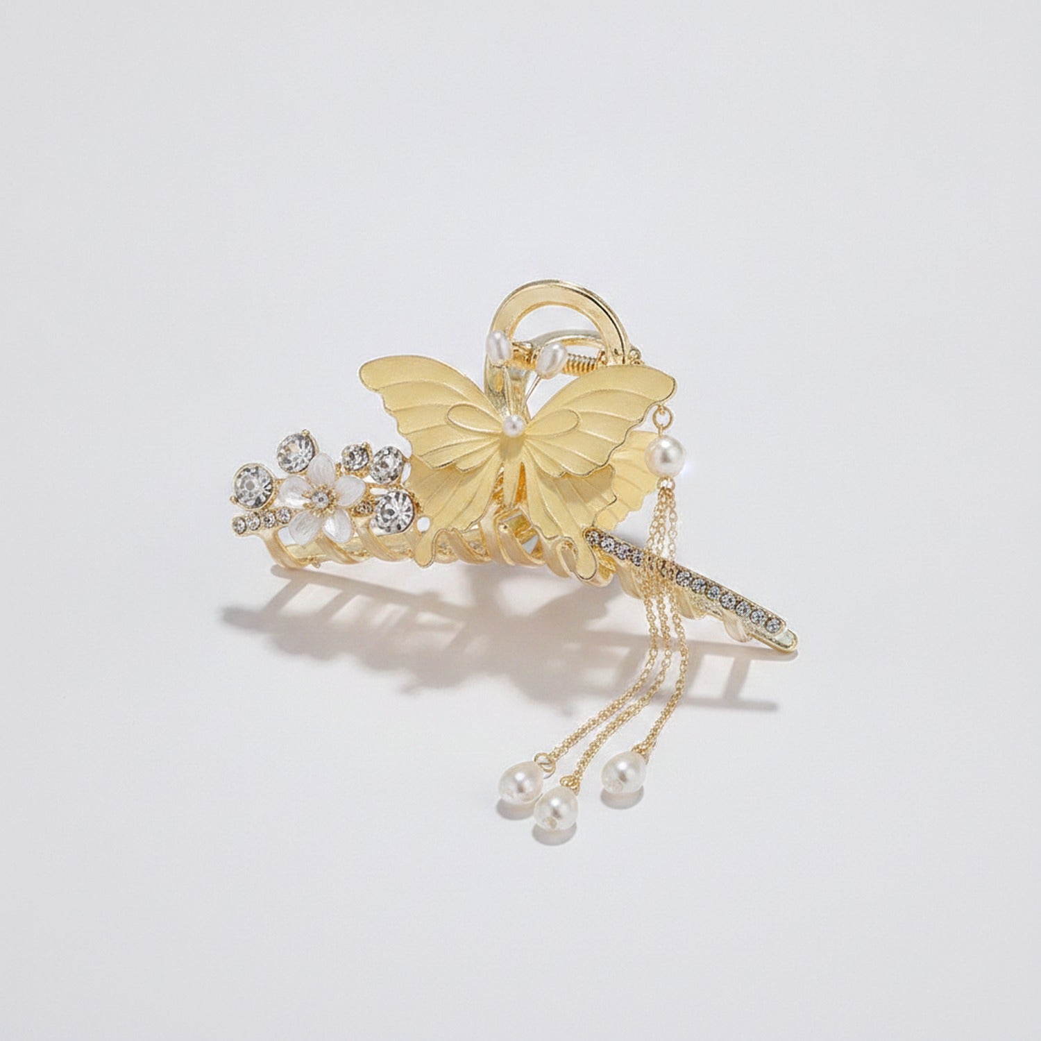 Gold Rhinestone Butterfly Hair Claw Clip