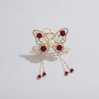 Butterfly Pearl Heart Rhinestone Hair Claw – hair accessories (view 1)