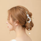 Pearl Charm Flower Hair Claw Gold – hair accessories (view 3)