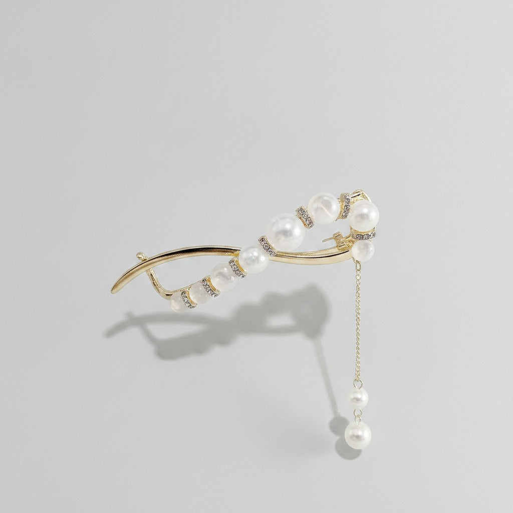 Pearl Beaded Gold Hair Claw Clip Chain – hair accessories (view 1)