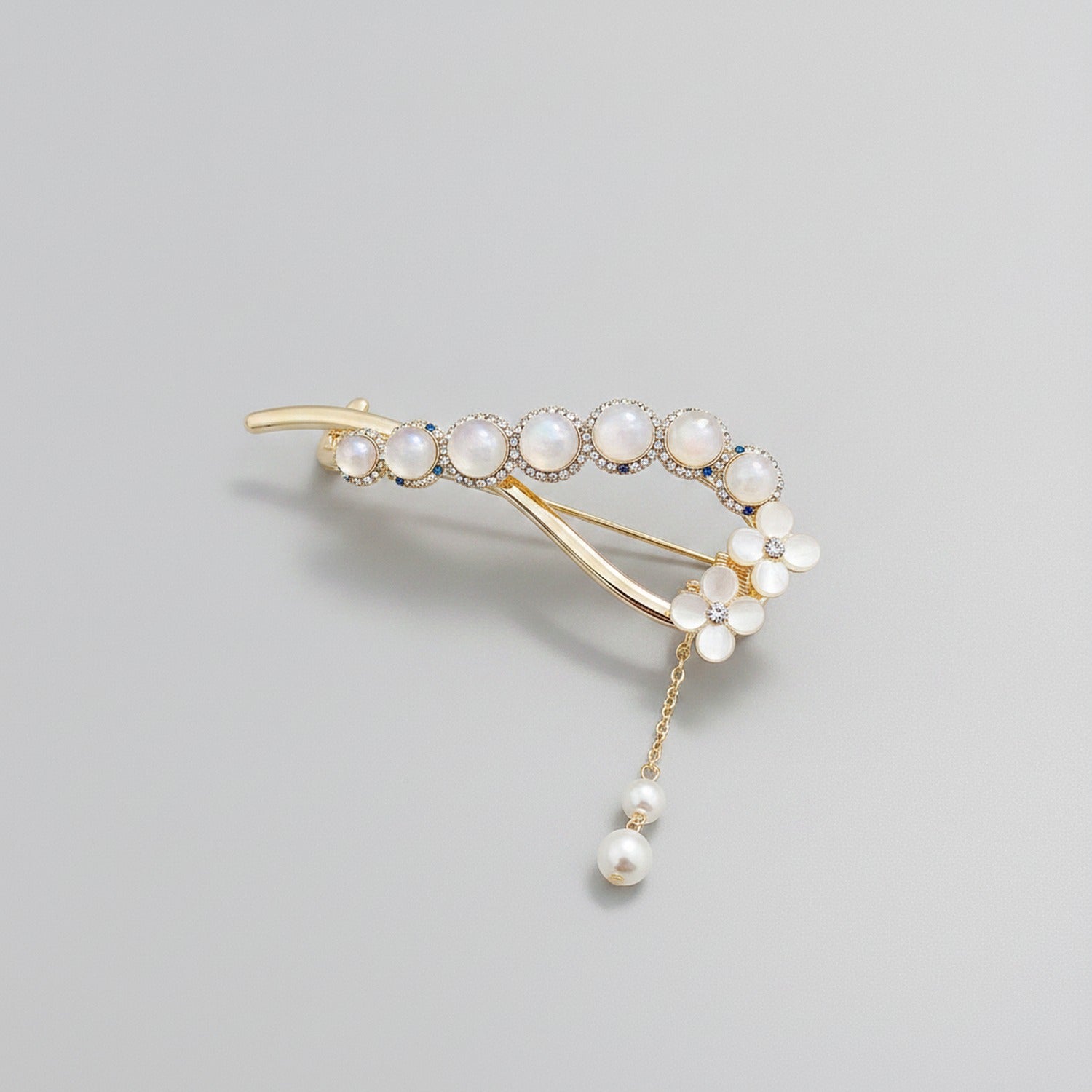 Pearl Beaded Gold Hair Claw Clip Chain