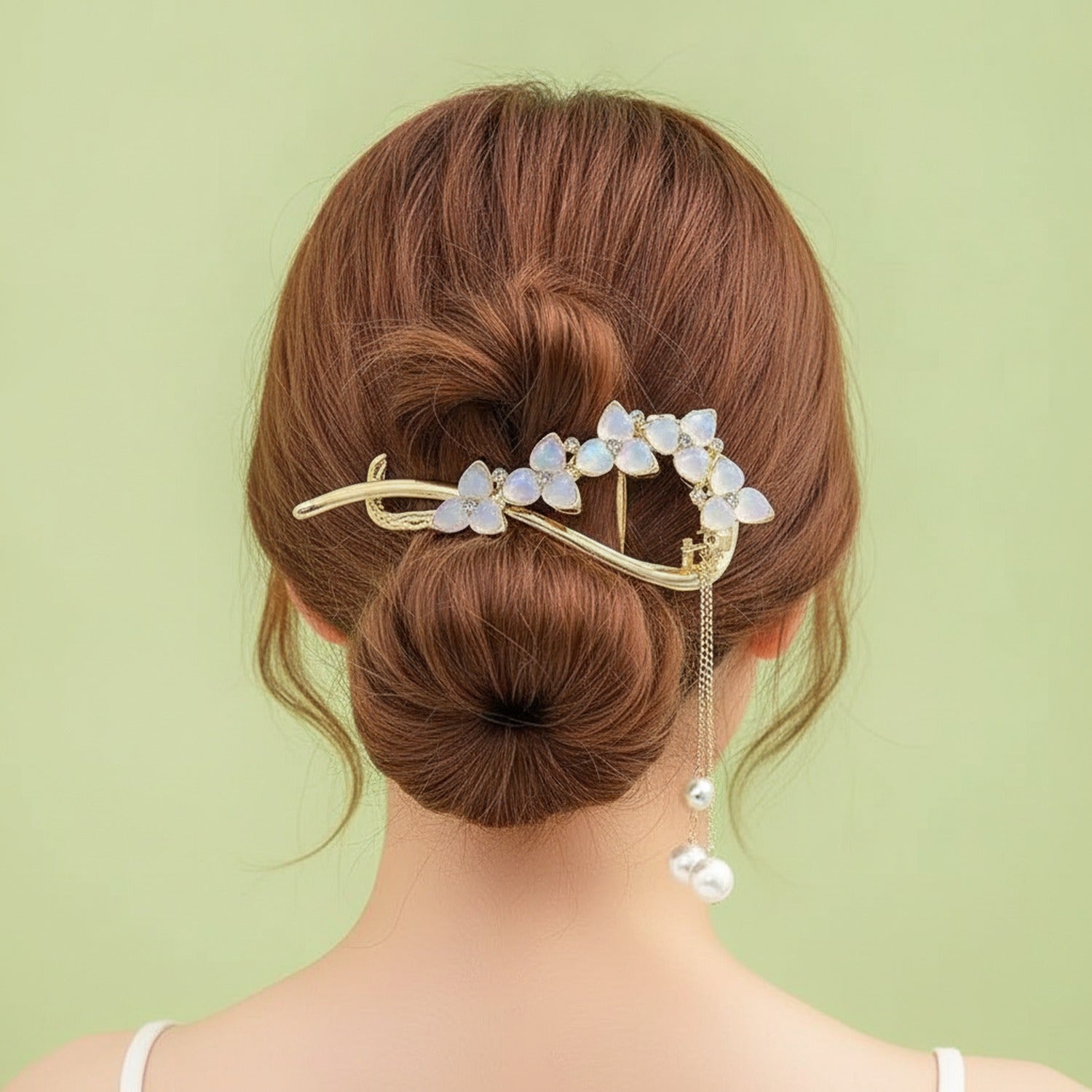Pearl Beaded Gold Hair Claw Clip Chain