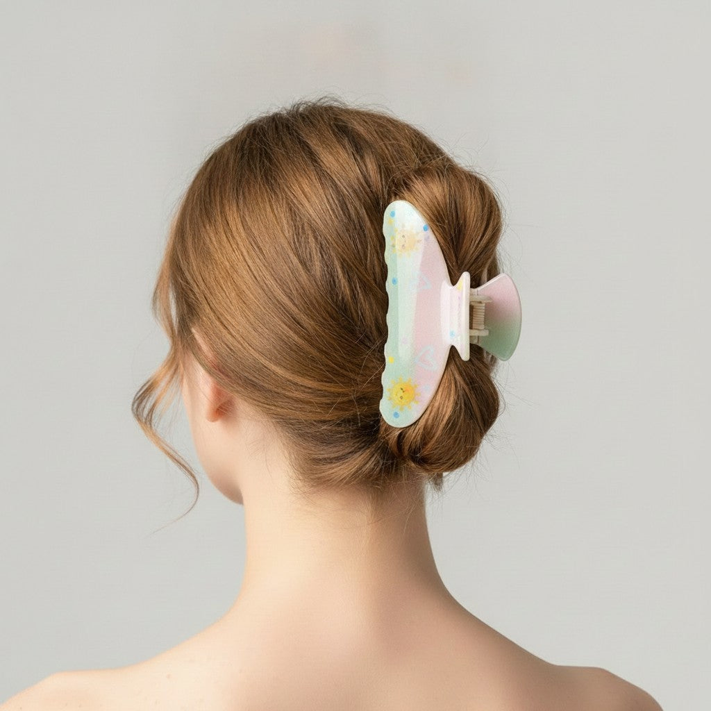 Black and White Heart Pearl Hair Claw
