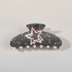 Pearl Beaded Heart Cow Print Hair Claw – hair accessories (view 1)