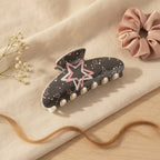 Pearl Beaded Heart Cow Print Hair Claw – hair accessories (view 2)