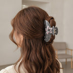 Pearl Beaded Heart Cow Print Hair Claw – hair accessories (view 3)
