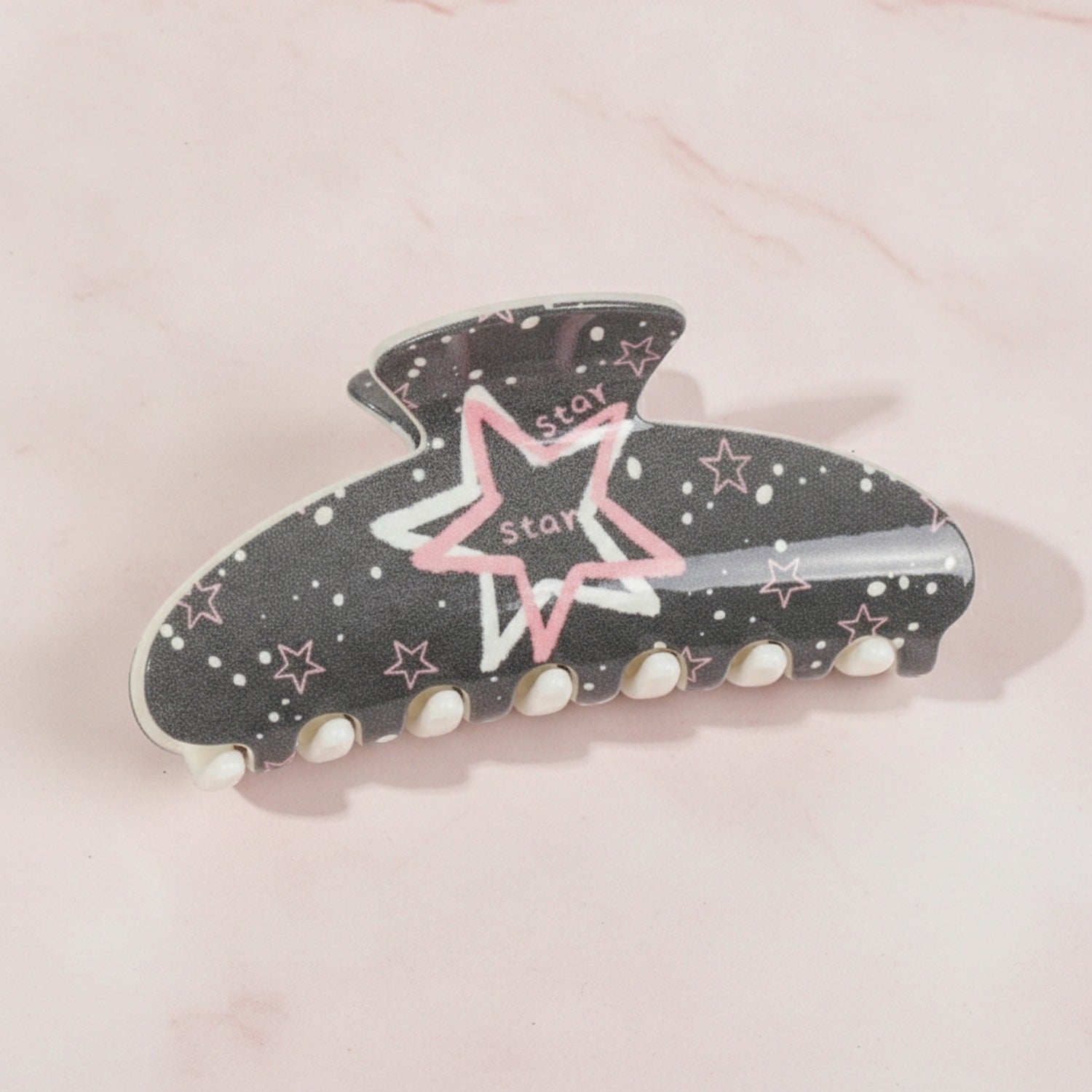 Pearl Beaded Heart Cow Print Hair Claw