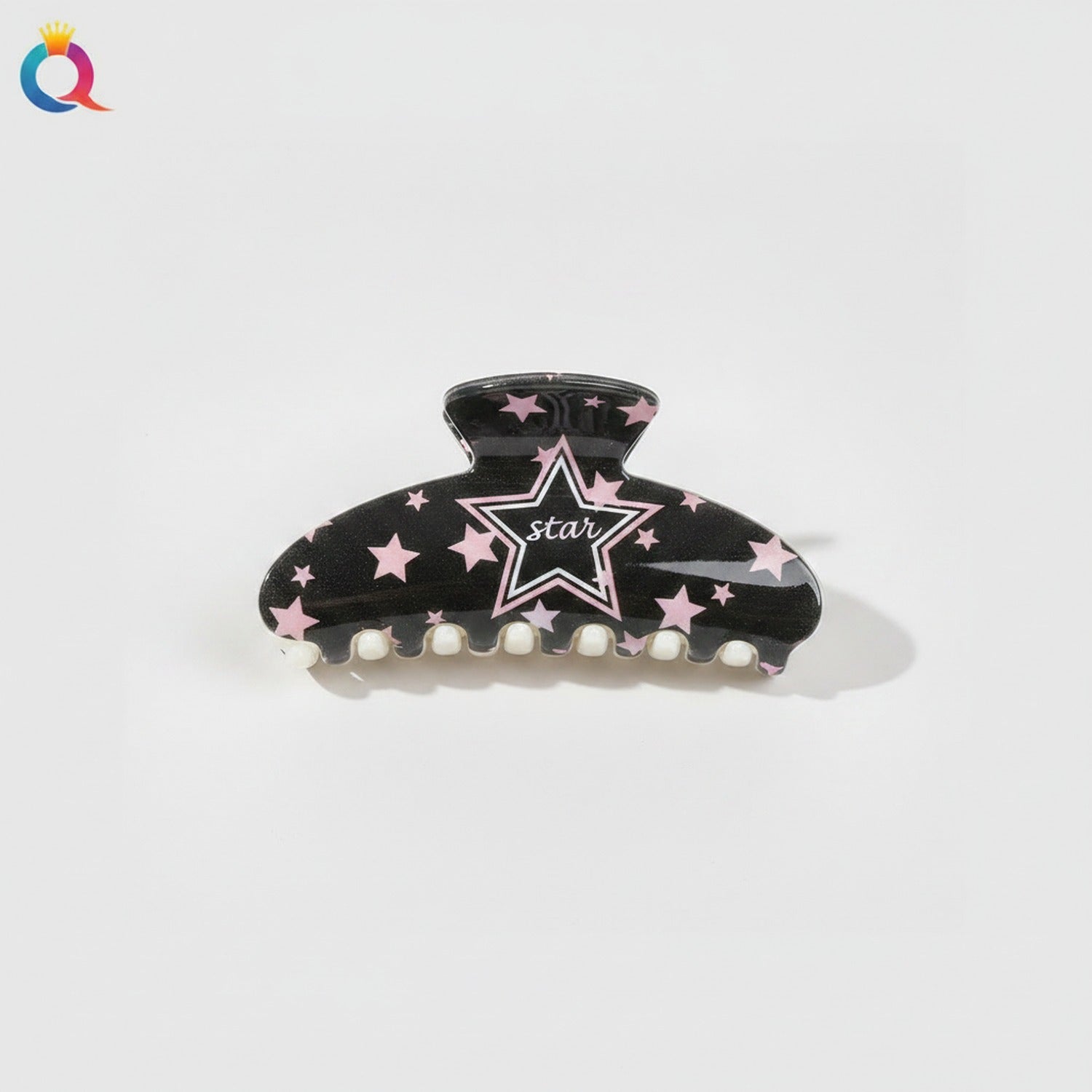Pearl Beaded Heart Cow Print Hair Claw