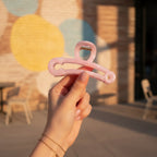Pink Curved Hair Claw Clip With Gold Screws – hair accessories (view 3)