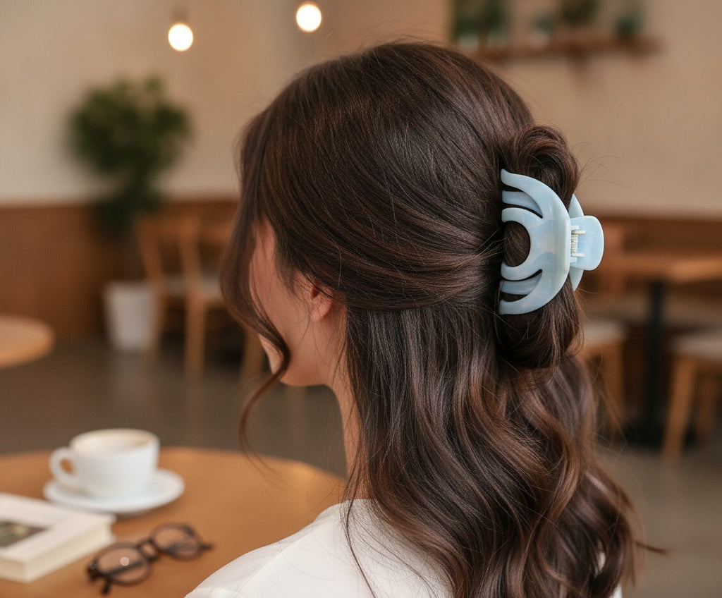 Translucent Blue Pearl Hair Claw Clip – hair accessories (view 2)
