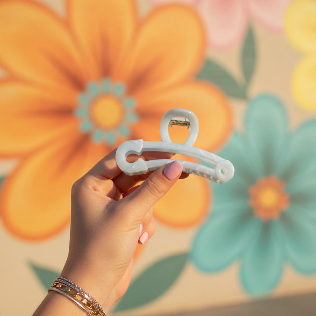 Light Blue Claw Hair Clip With Metal Clasp – hair accessories (view 4)