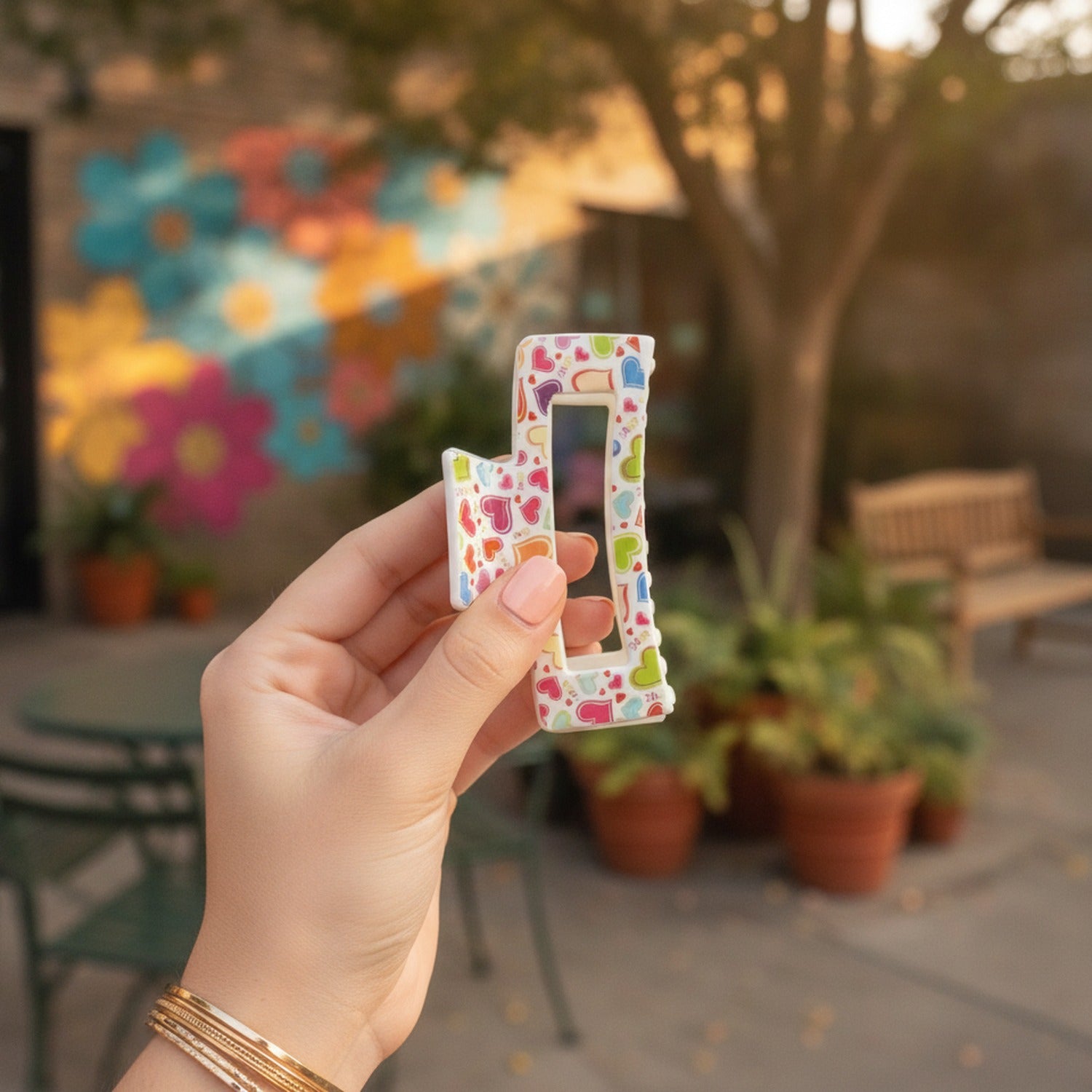 Colorful Heart Print Hair Claw Clip