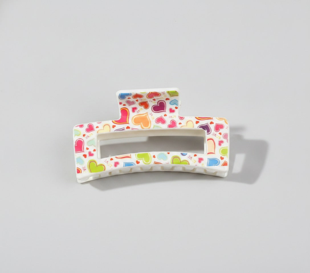 Colorful Heart Print Hair Claw Clip