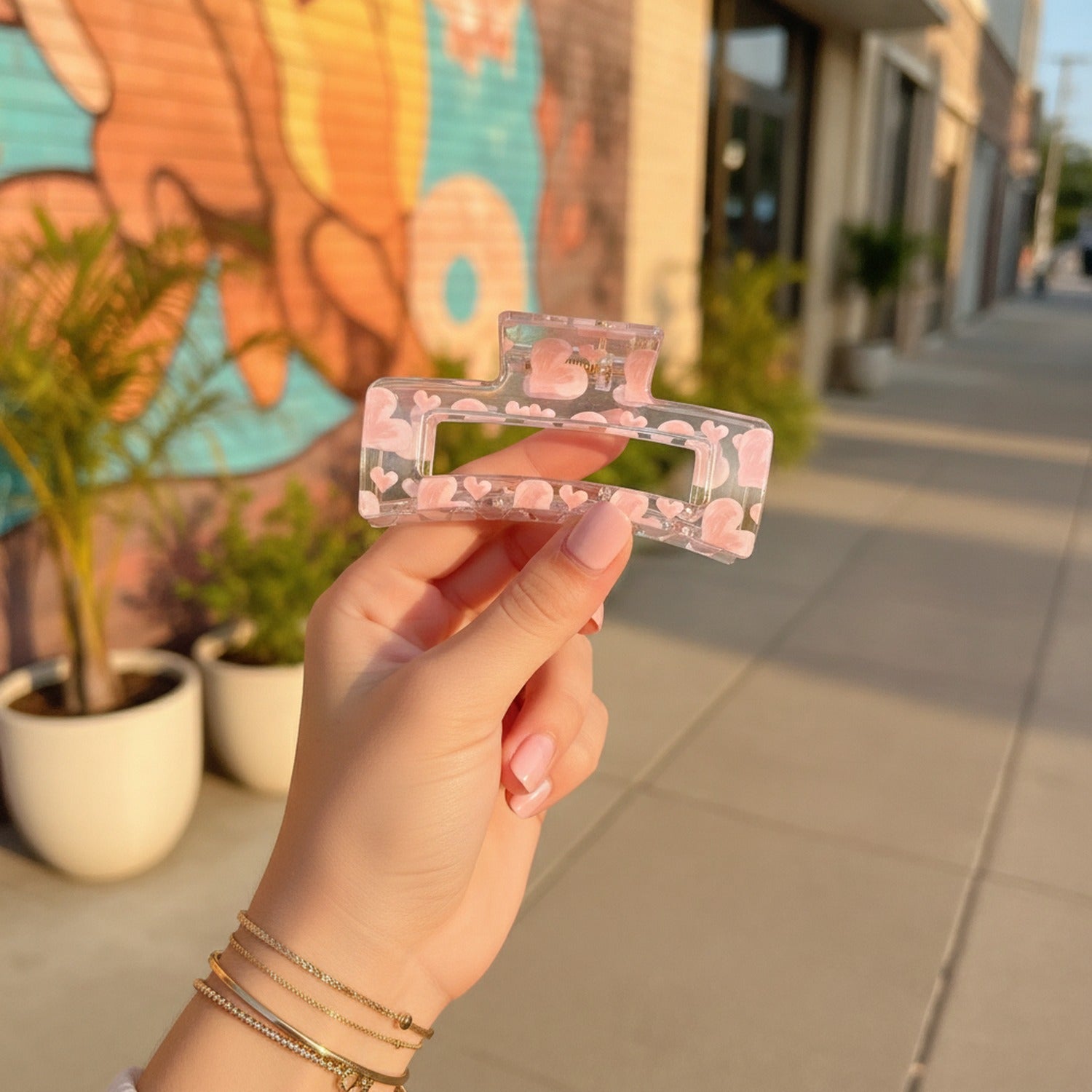 Pink Heart Claw Hair Clip