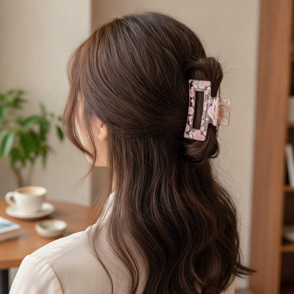 Pink Heart Claw Hair Clip – hair accessories (view 2)