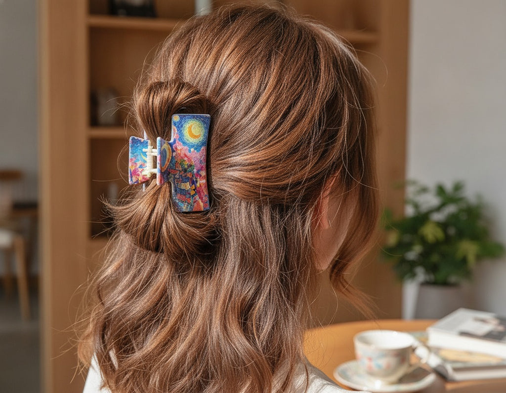 Sunset Boat Ocean Hair Claw Clip - Starry Night Sky – hair accessories (view 2)
