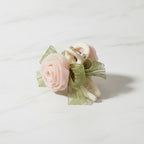 Rose Flower Hair Claw Clip With Ribbon Bow - Pink Rose Claw Clip 11cm #2416 – hair accessories (view 3)