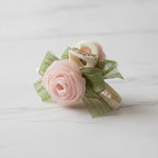 Rose Flower Hair Claw Clip With Ribbon Bow - Pink Rose Claw Clip 11cm #2416
