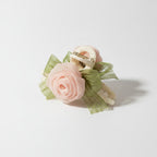 Rose Flower Hair Claw Clip With Ribbon Bow - Pink Rose Claw Clip 11cm #2416