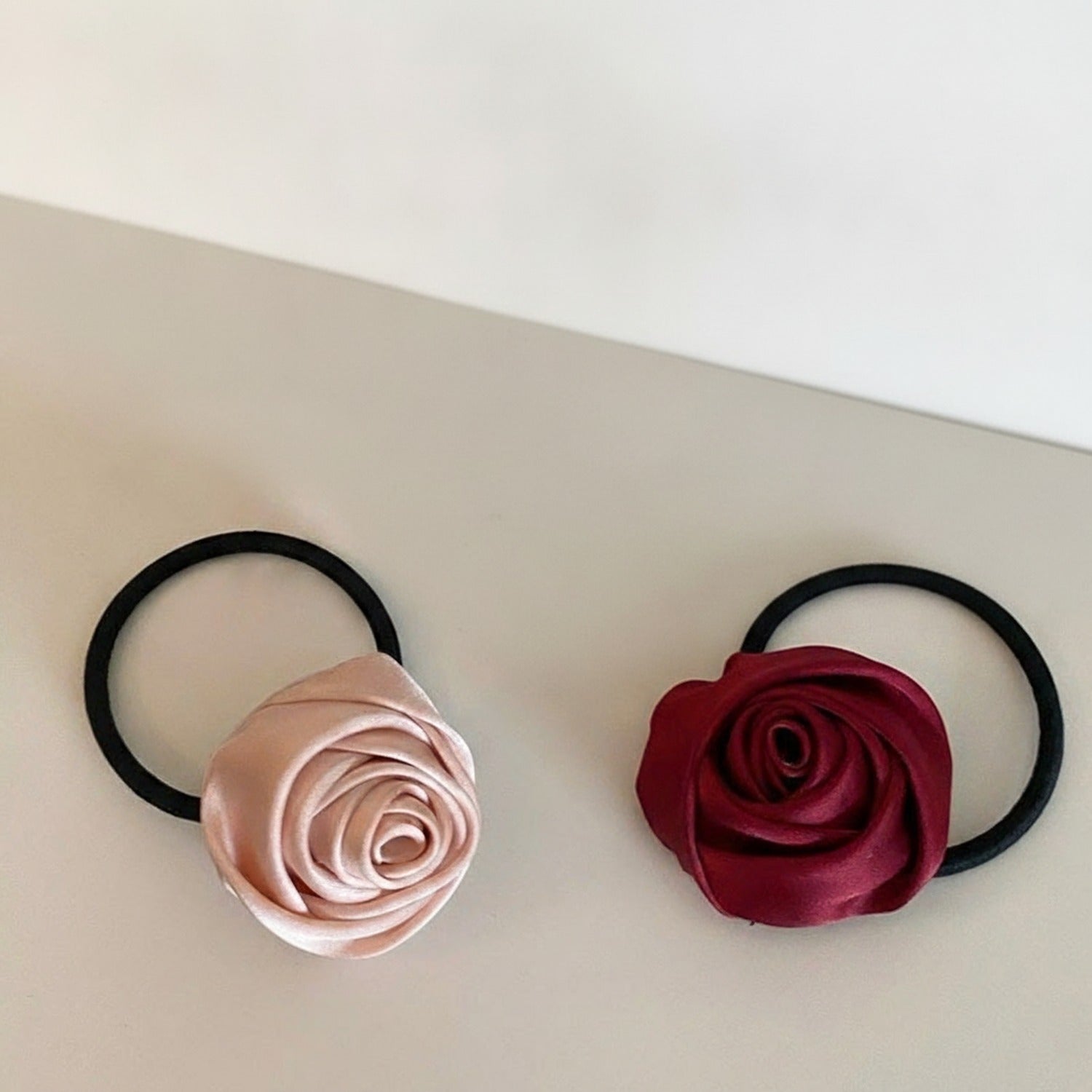 Rose Flower Hair Clip Pink Fabric