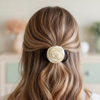 Cream Rose Flower Hair Claw Clip