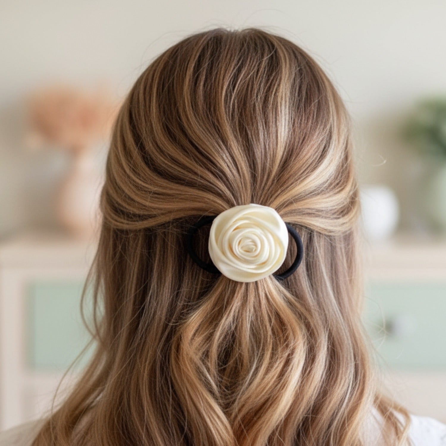 Cream Rose Flower Hair Claw Clip