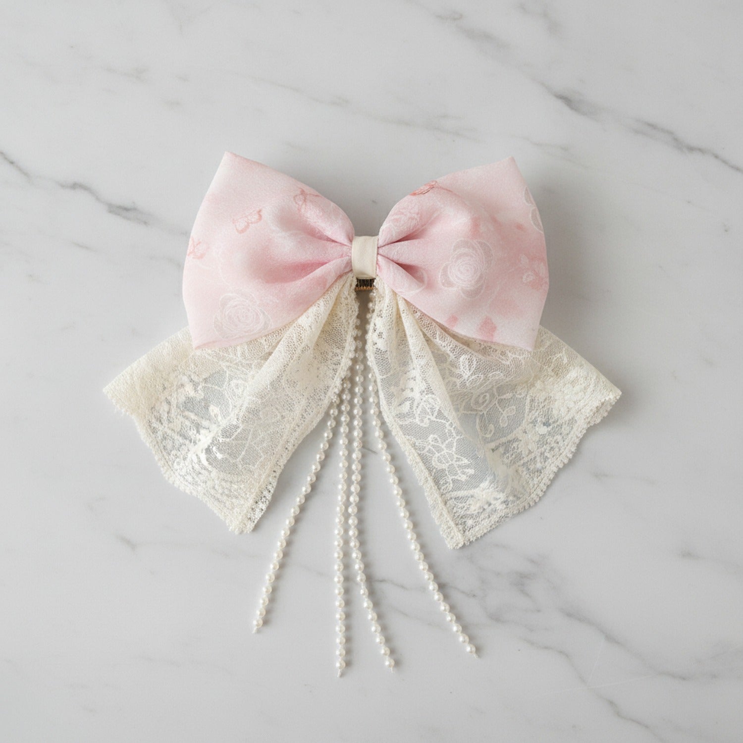 Floral Pearl Beaded Hair Claw Clip
