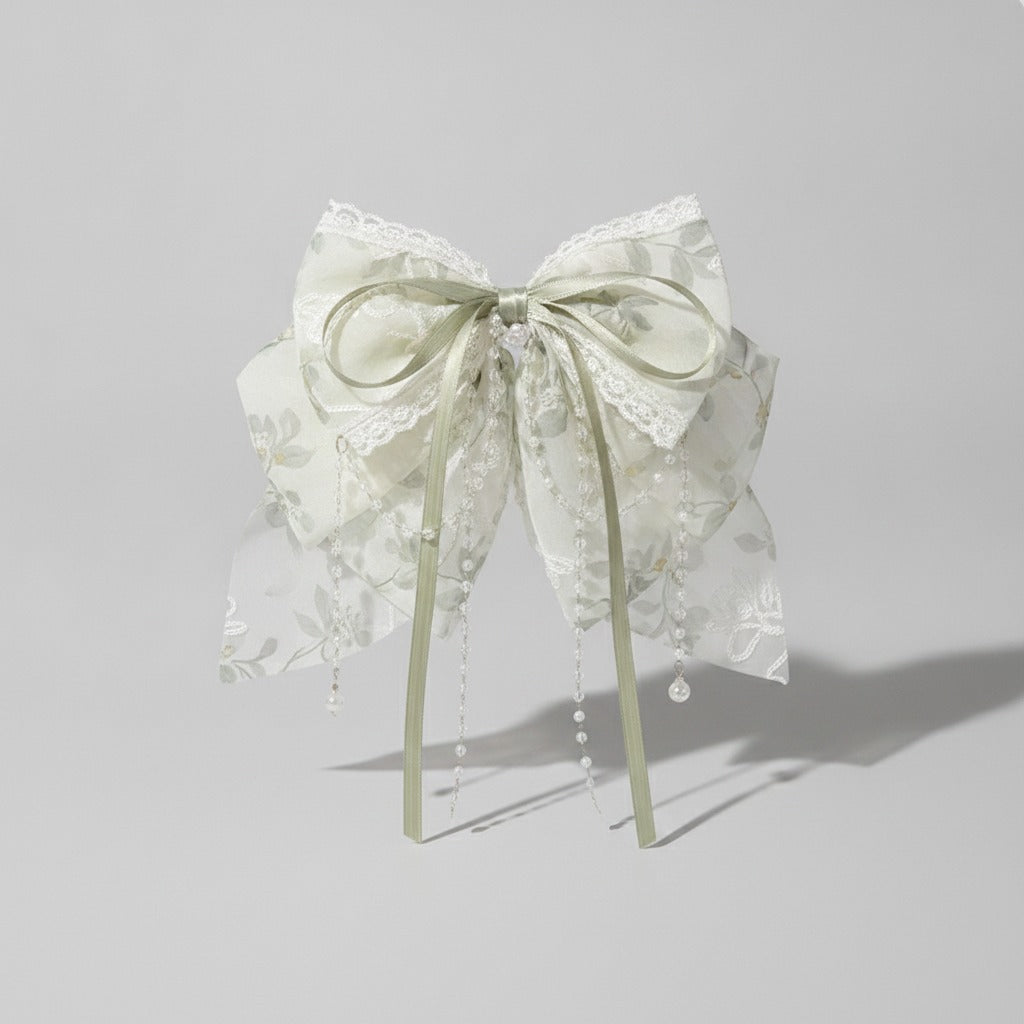 Lace Ribbon Hair Claw Clip Beige – hair accessories (view 1)