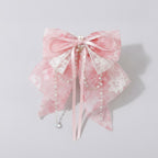 Sheer Ribbon Hair Claw With Pearl Beads – hair accessories (view 1)