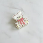 Teddy Bear Hair Claw With Bow - Matte Beige #2 – hair accessories (view 3)