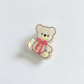 Teddy Bear Hair Claw With Bow - Matte Beige #2