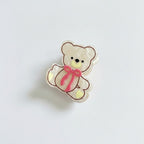 Teddy Bear Hair Claw With Bow - Matte Beige #2