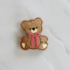 Teddy Bear Hair Claw With Bow - Khaki #3