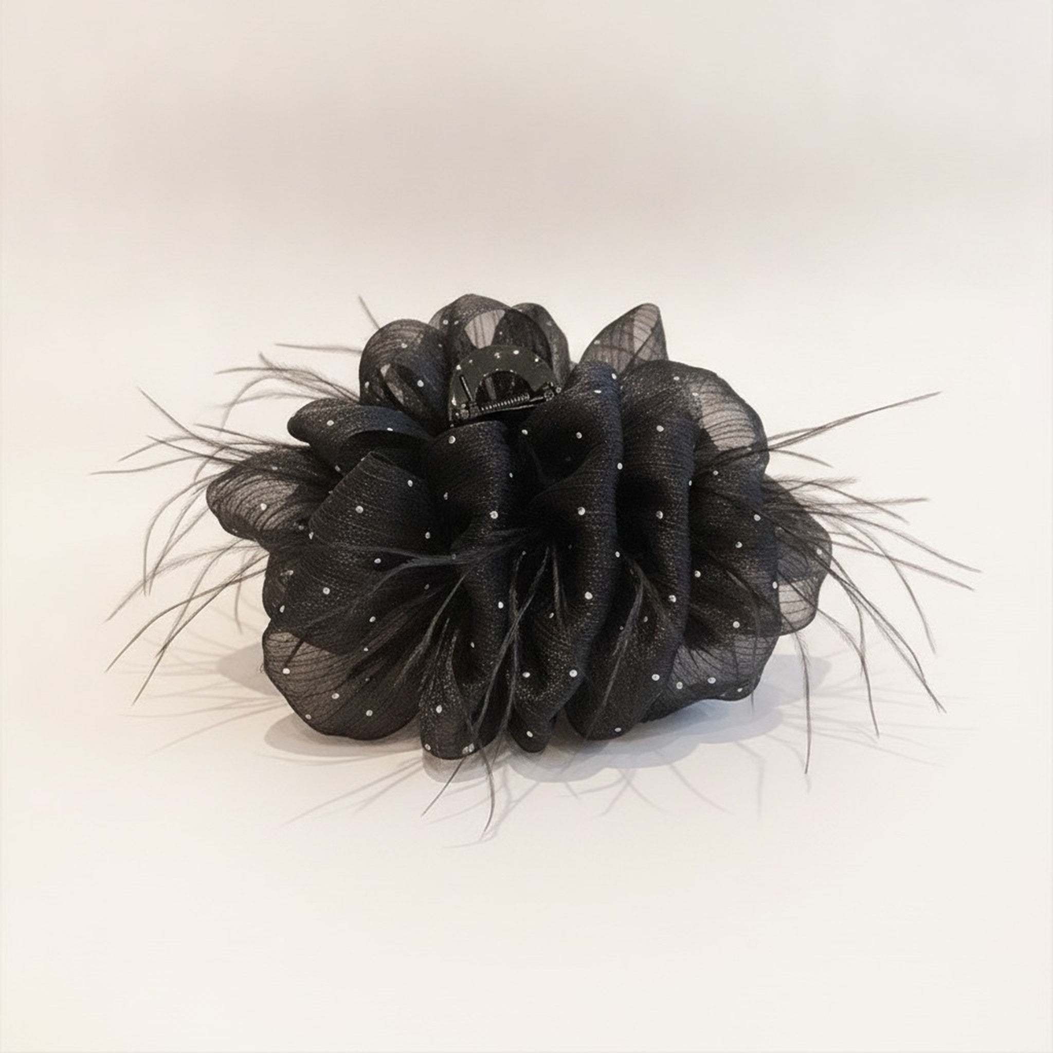 Black Sparkle Flower Hair Claw Clip – hair accessories (view 1)