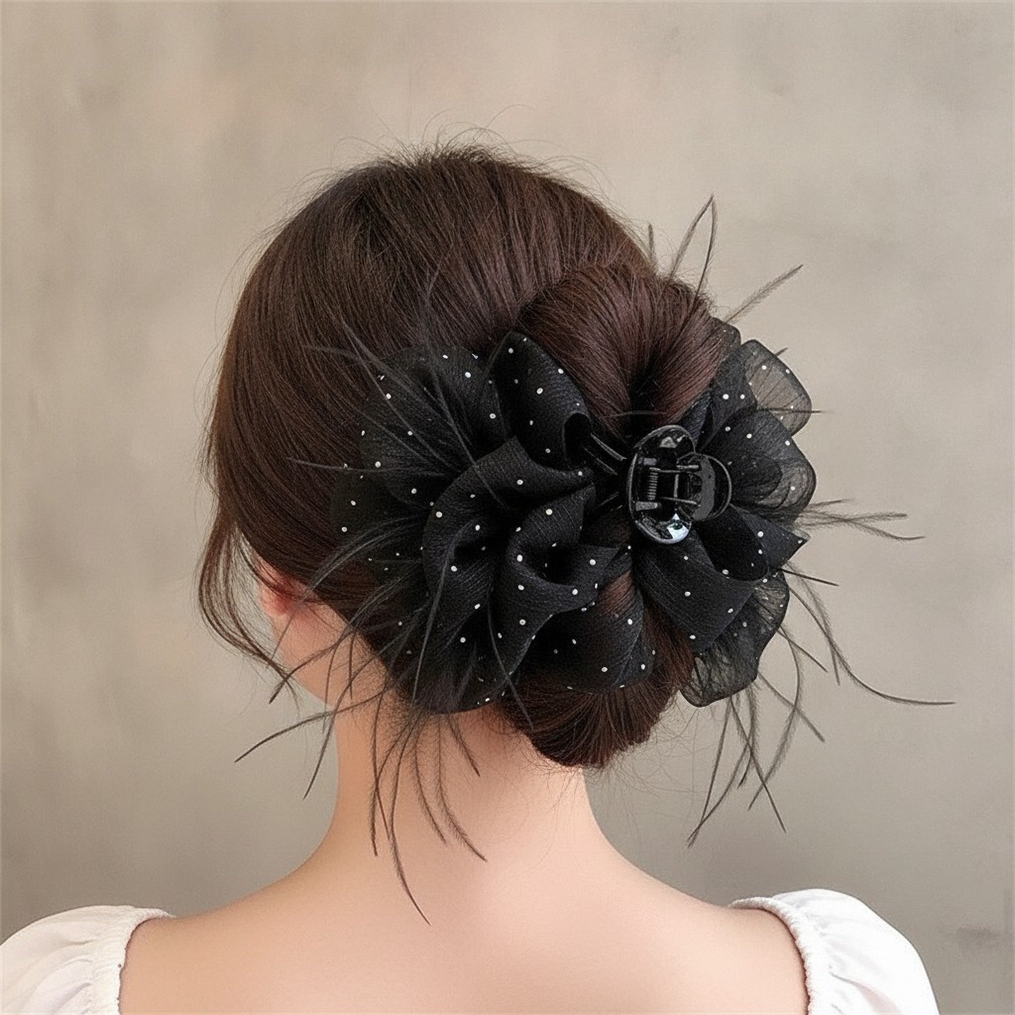 Black Sparkle Flower Hair Claw Clip – hair accessories (view 3)