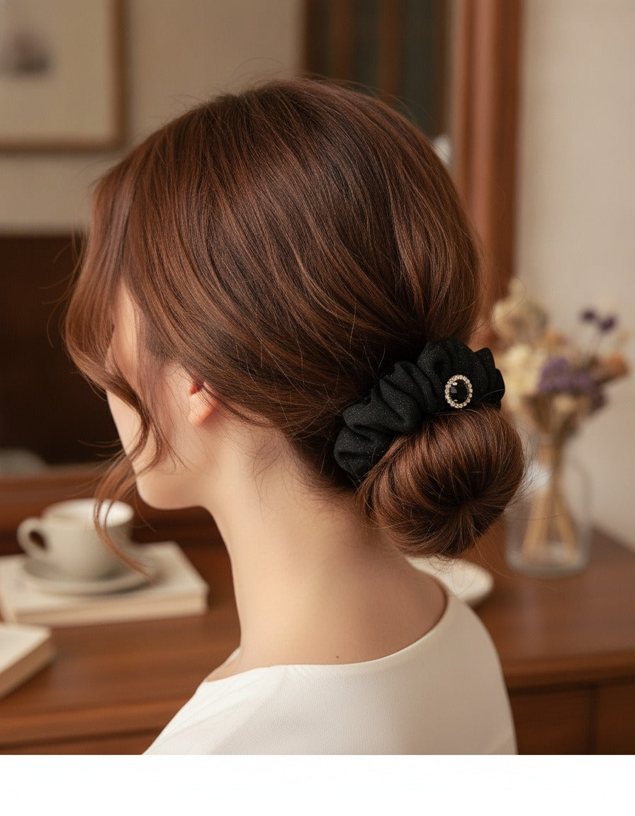 Black Sparkle Flower Hair Claw Clip