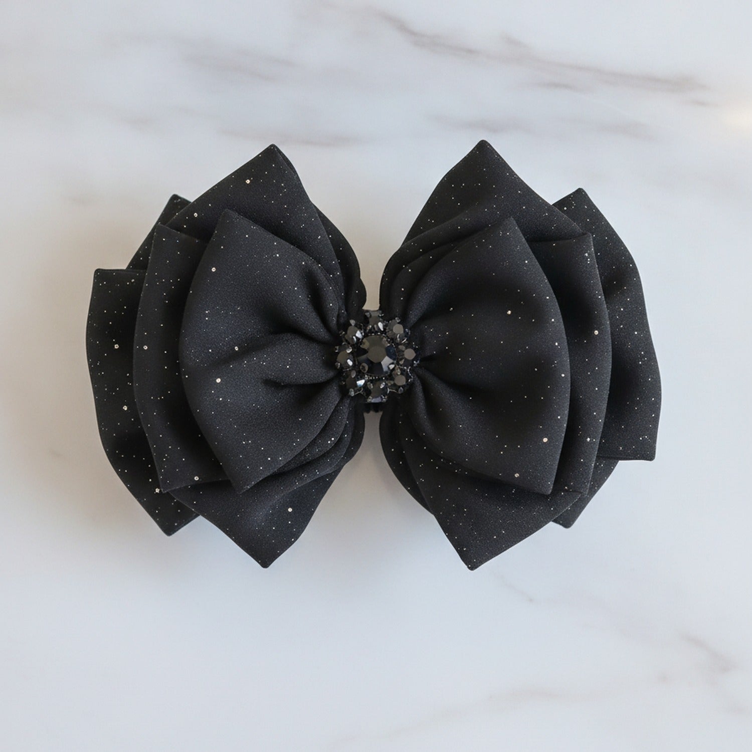 Black Sparkle Flower Hair Claw Clip