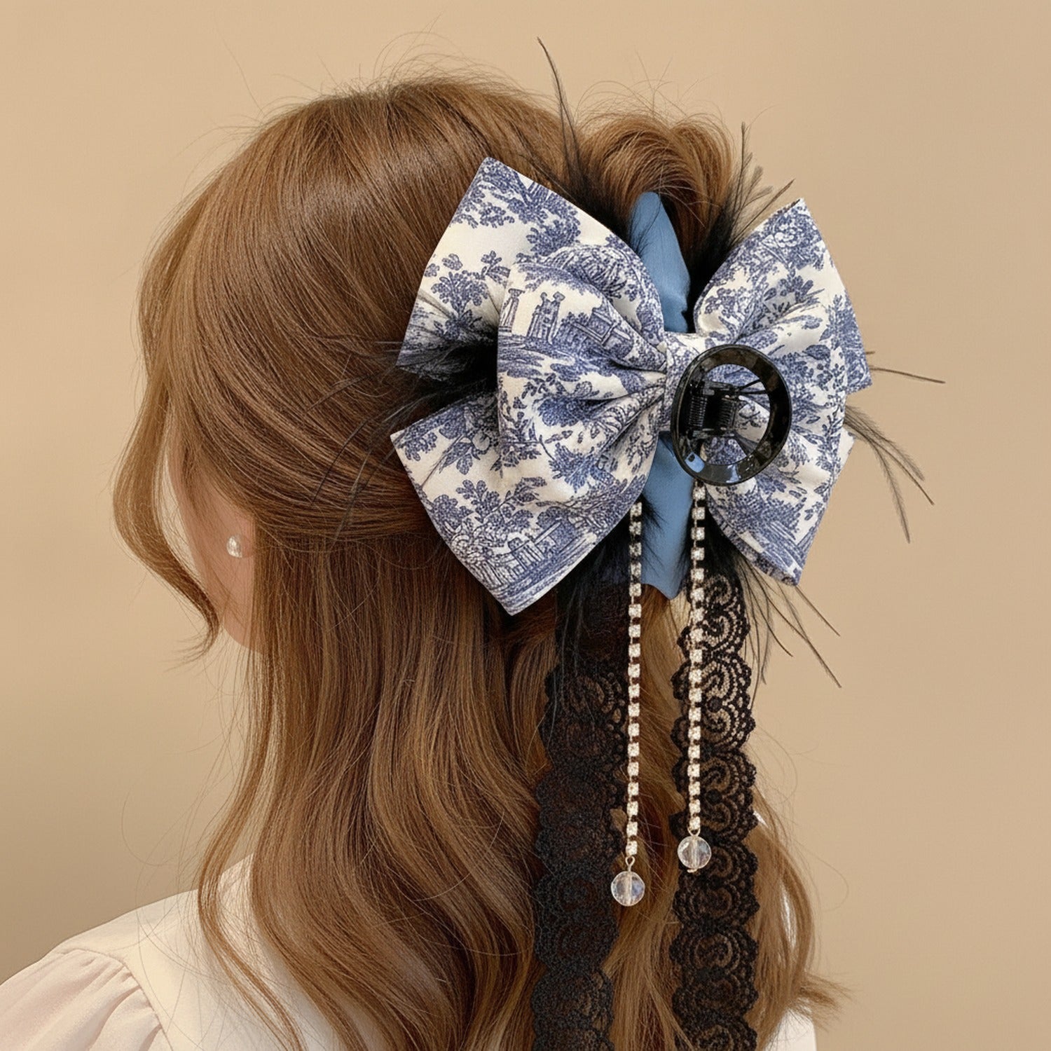 Pearl Chain Butterfly Wing Hair Claw Clip