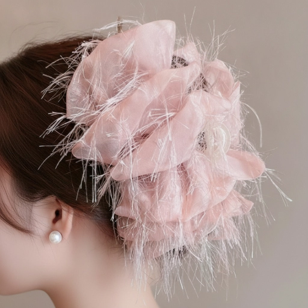 Pink Feather Hair Claw Clip – hair accessories (view 3)
