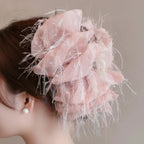 Pink Feather Hair Claw Clip – hair accessories (view 3)