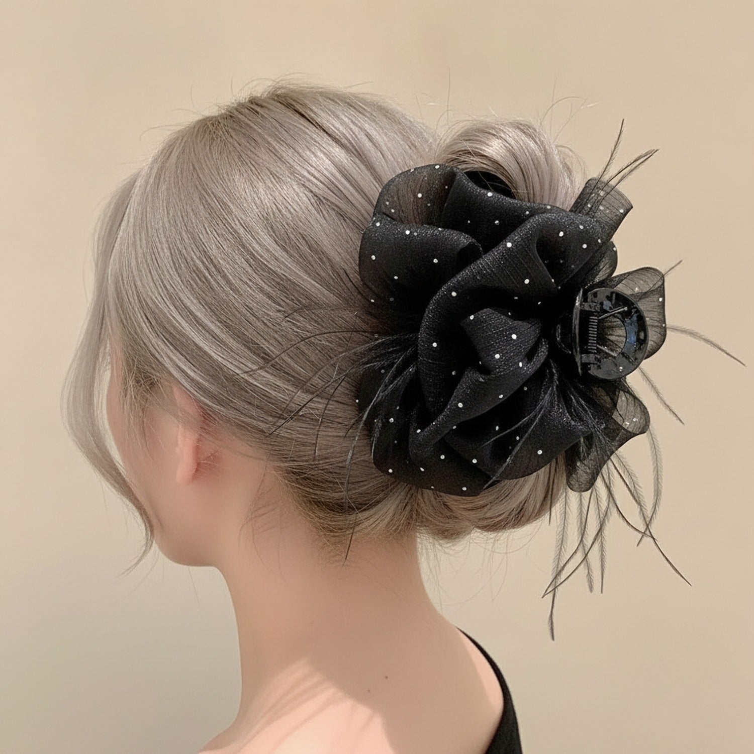 Pink Feather Hair Claw Clip