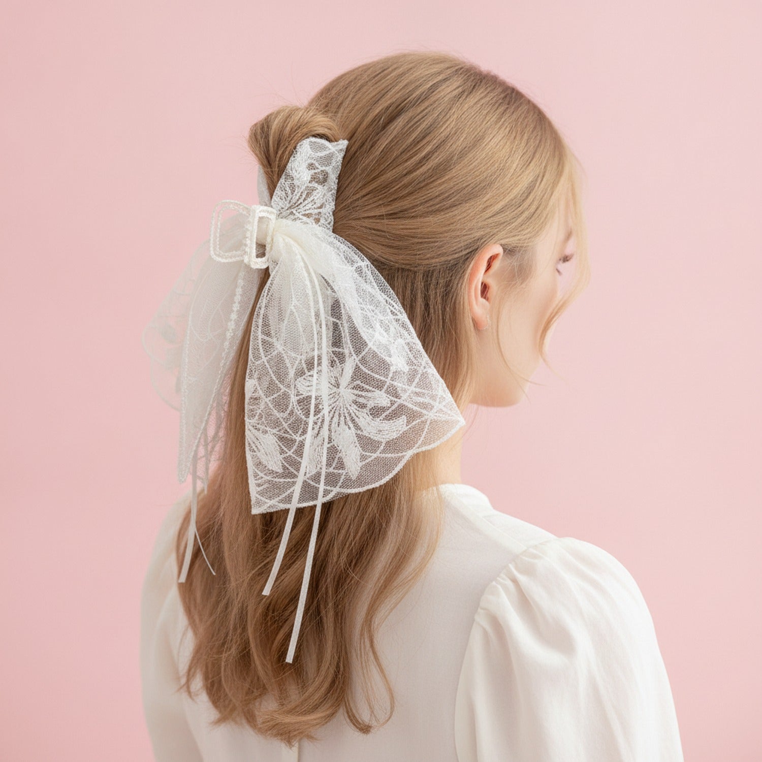 Cream Lace Butterfly Wing Hair Claw Clip